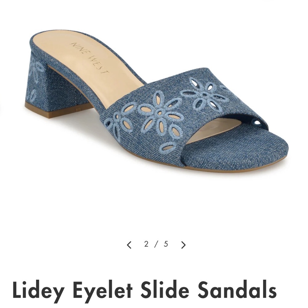 Nine West Lidey Eyelet Slide Sandals 7.5 NWT